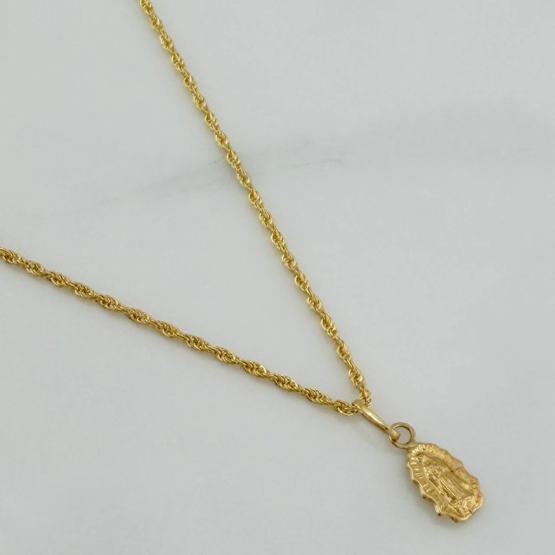 Set Cadena Lazo + Dije Virgen De Guadalupe / 1,25 gr / 20 in Oro Amarillo 18K
