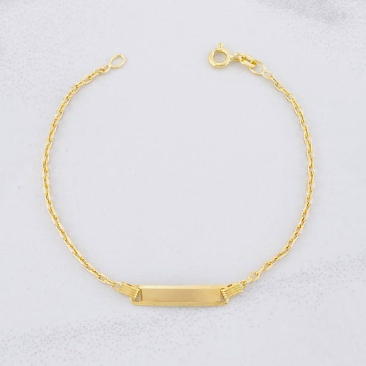 Pulso Pulso Aro Seguido Placa Rectangular 1.5g / 6 1/4 in / 1.7mm Oro Amarillo 18K