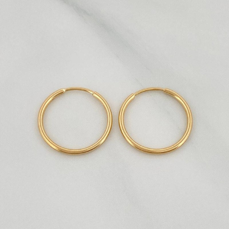 Hoop Earrings Smooth Ring 0.8 g / 3/4 in Yellow Gold 18K