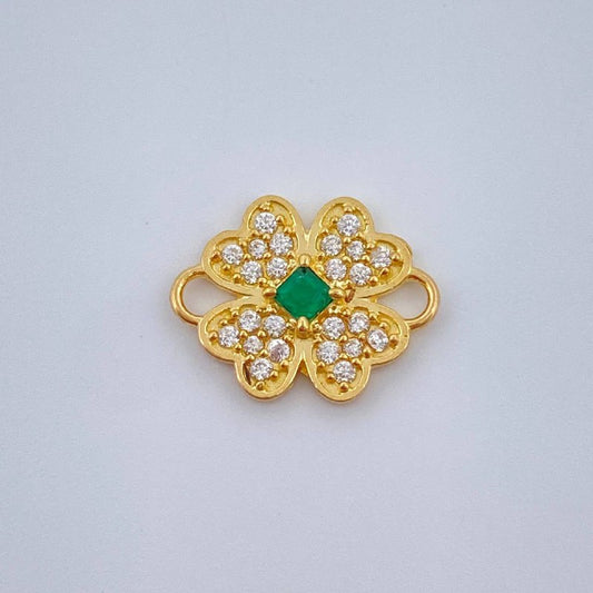 Herraje Trebol Cuatro Hojas 0.75gr / 1/2 in / Oro Amarillo 18K &