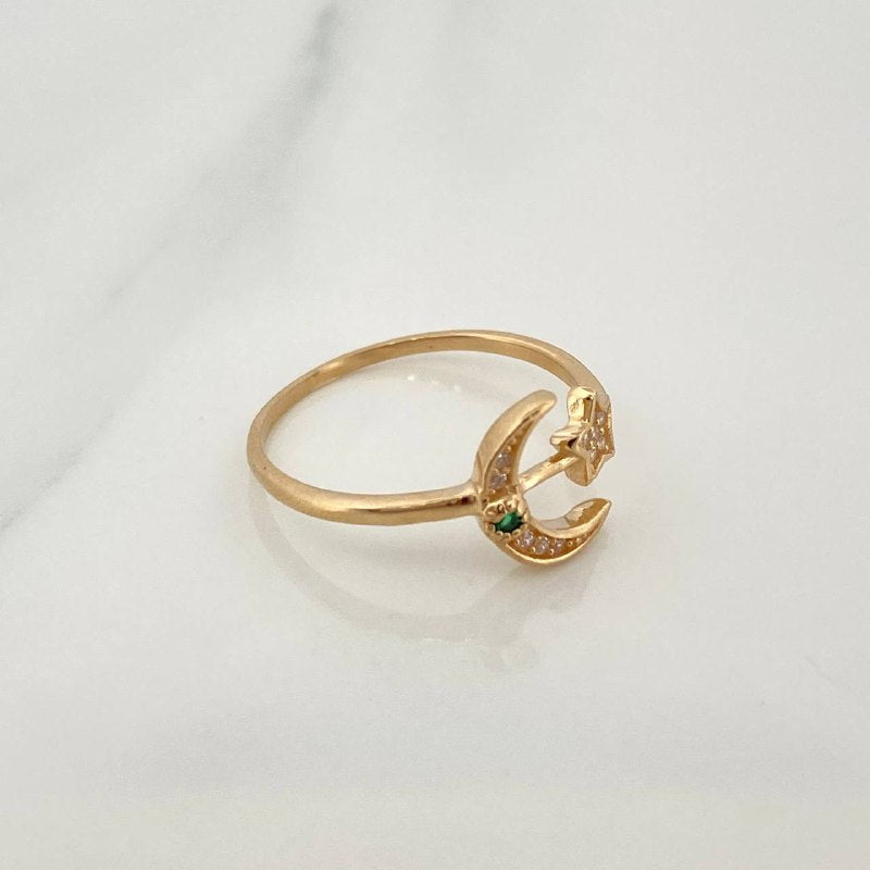 Anillo Estrella Luna 1.7gr / T7 1/4 / Oro Amarillo 18K &