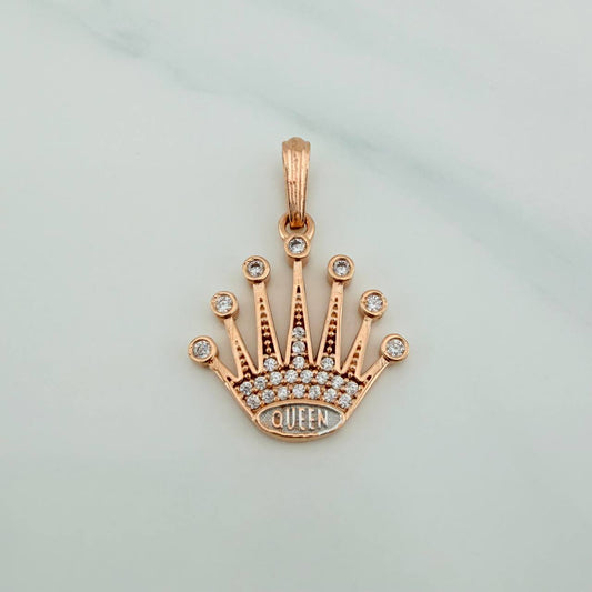 Dije Corona Queen 2.2gr / 1 in / Dos Oros Blanco Rosa 18K %