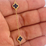 Tobillera Trebol Espiga 5.35gr / 9 3/4 in / Oro Amarillo Nac.Esp. 18K $