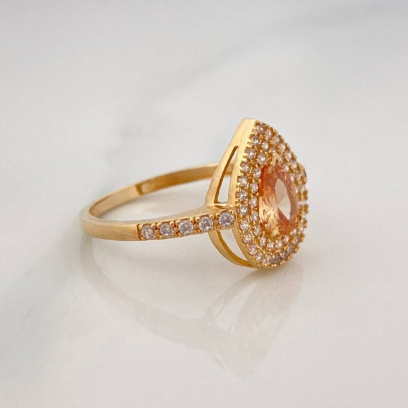 Halo Drop Ring 2.5 g / T6 3/4 18K Yellow Gold