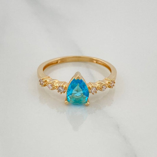 Solitaire Drop Ring 2.1 g / T6 1/2 Yellow Gold 18K