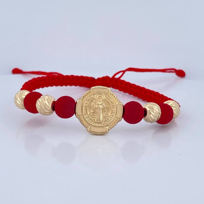 Red Woven San Benito Bracelet 2.4gr / 18K Gold &