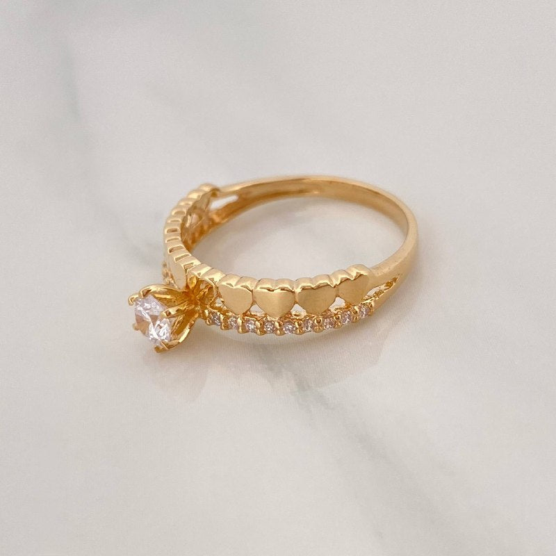 Solitaire Ring Heart Channel 2.45 g / T6 1/4 Yellow Gold 18K