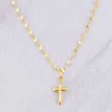 Mirror Flower Chain Set + Cross Pendant / 1.25g / 18 in Yellow Gold 18K