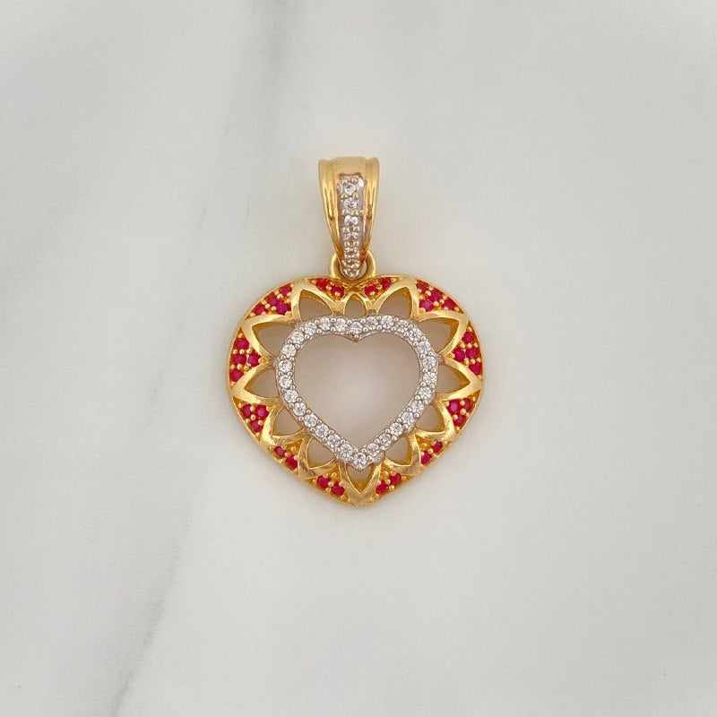 Dije Corazon 3.7 g / 1 in Dos Oros Amarillo Blanco 18K