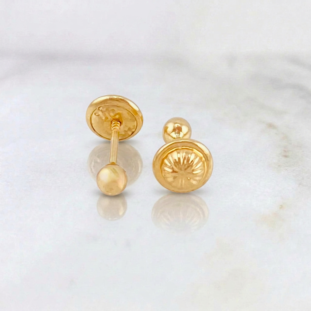 Stud Earrings Bead Plain 0.5 g / in / 3 mm Yellow Gold 18K