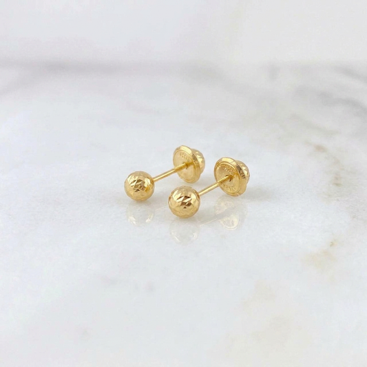 Diamond Cut Bead Stud Earrings 0.4 g / in / 3 mm Yellow Gold 18K