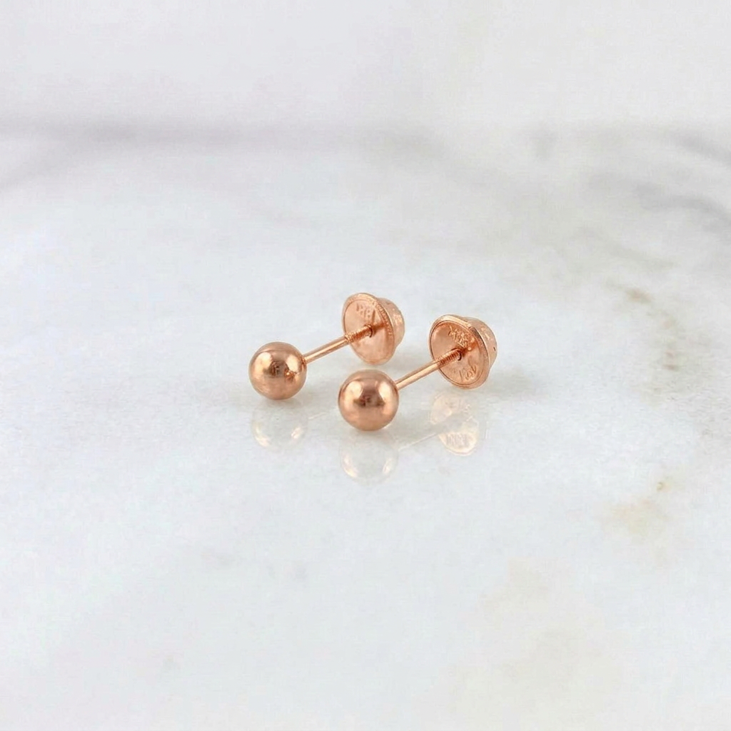 Topos Bola Lisa 0.45gr / 3mm Oro Rosa 18K %