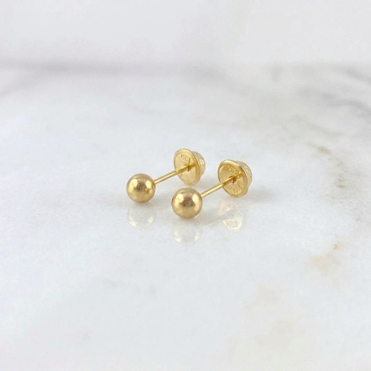 Plain Bead Stud Earrings 0.4g / in / 3mm Yellow Gold 18K
