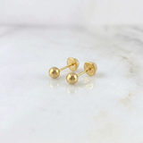 Plain Bead Stud Earrings 0.45g / in / 3mm 18K Yellow Gold