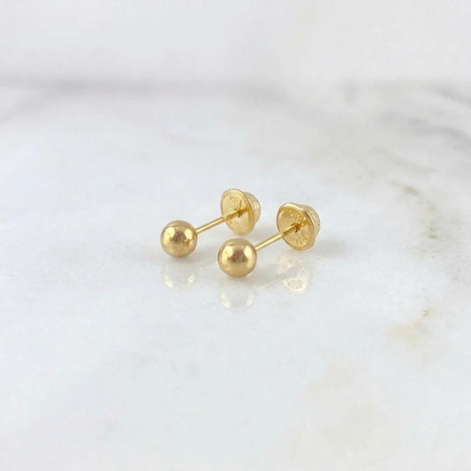 Plain Bead Stud Earrings 0.45g / in / 3mm Yellow Gold 18K