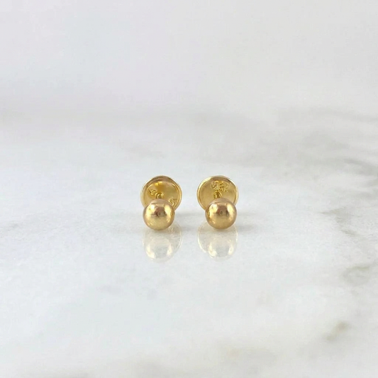 Topos Bola Lisa 0.4 g / in / 3 mm Oro Amarillo 18K