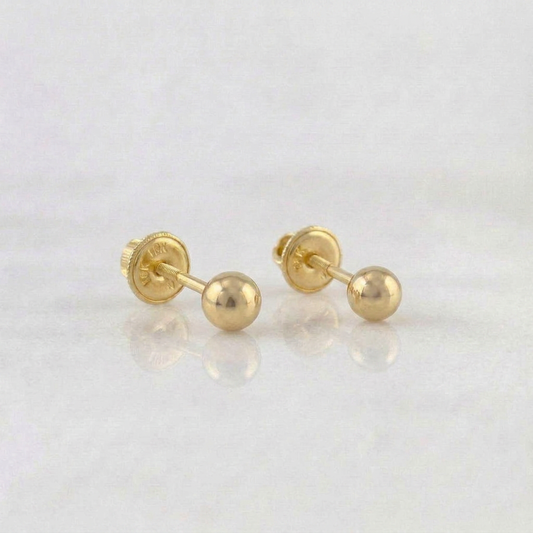 Plain Bead Stud Earrings 0.4g / in / 3mm Yellow Gold 18K