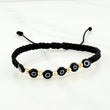 Pulsera Tejida Negra Ojos Turcos Negros Oro Amarillo 18K