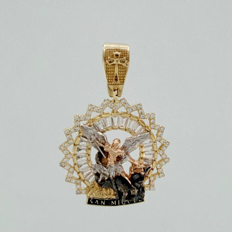 Saint Michael Archangel Pendant 7.8g / 1 1/2 in Three Golds 18K