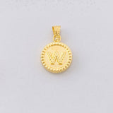 Dije Circulo Letra W 0.75g / 3/4 in Oro Amarillo 18K