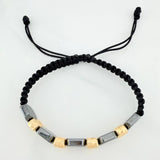 Black Woven Bracelet Hematite Yellow Gold 18K