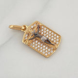 Pendant Plaque Cross Miraculous Christ of Buga 2.5 g / 3/4 in Three Golds 18K