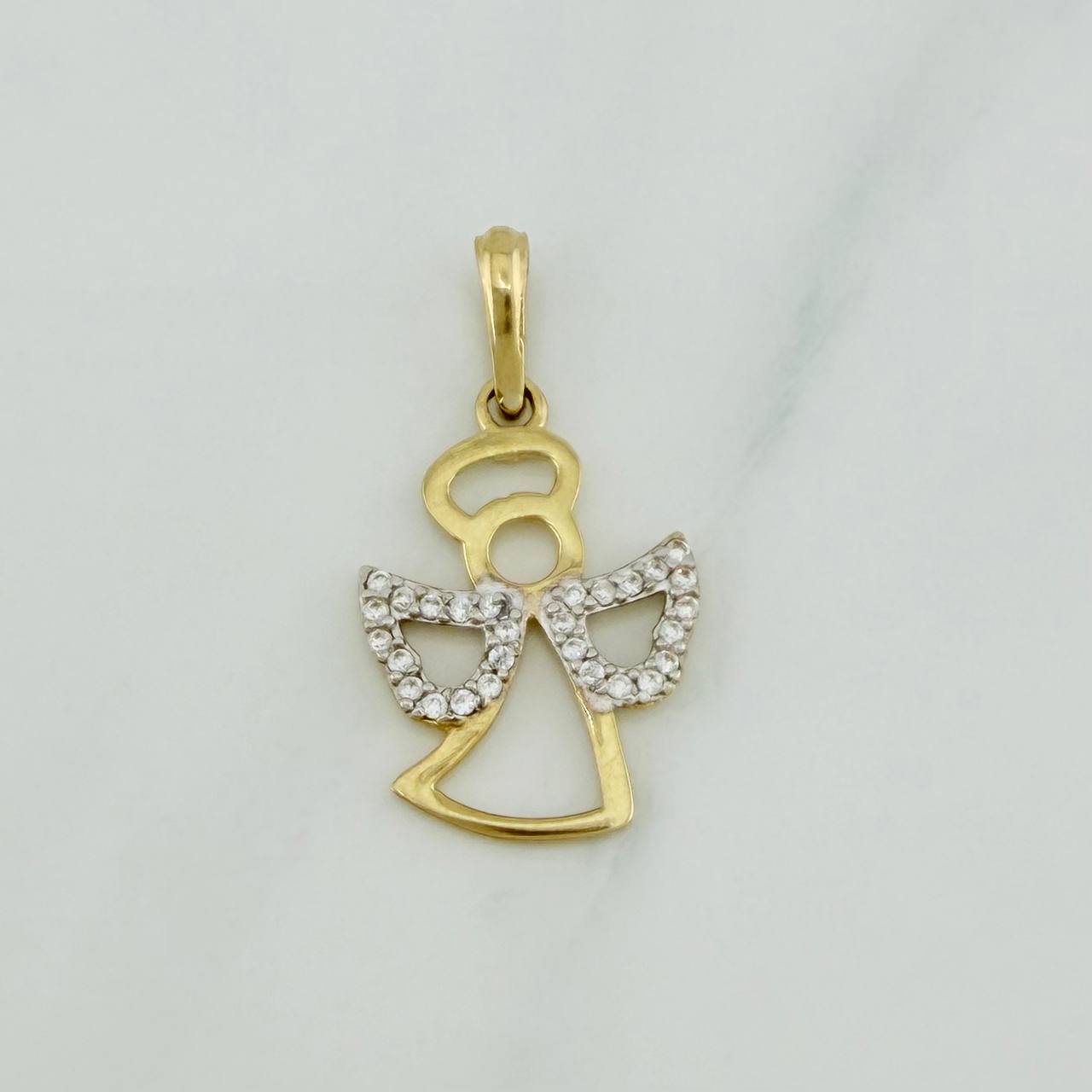 Angel Silhouette Pendant 1.45 g / 1 in Two-tone Yellow and White 18K Gold