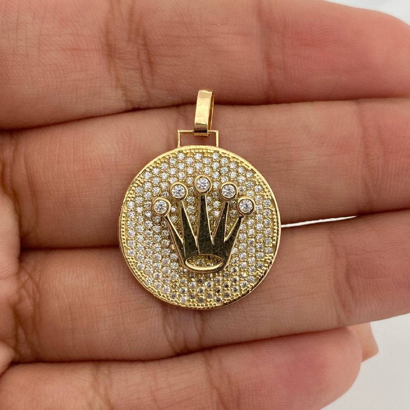 Dije Corona Medalla 3.95gr / 1 in / Oro Amarillo 18K &