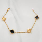 Clover Bracelet Black Onyx 5.45 g / 7 1/4 in / 1.4 mm Yellow Gold 18K