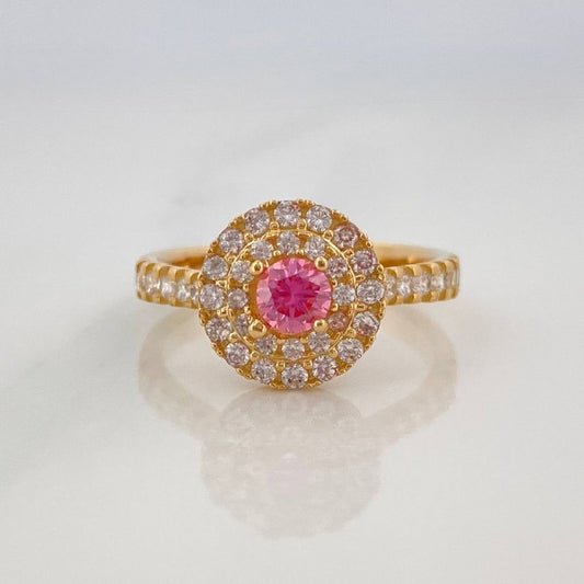 Solitaire Ring Dense Halo 3.85 g / T6 1/2 Yellow Gold 18K