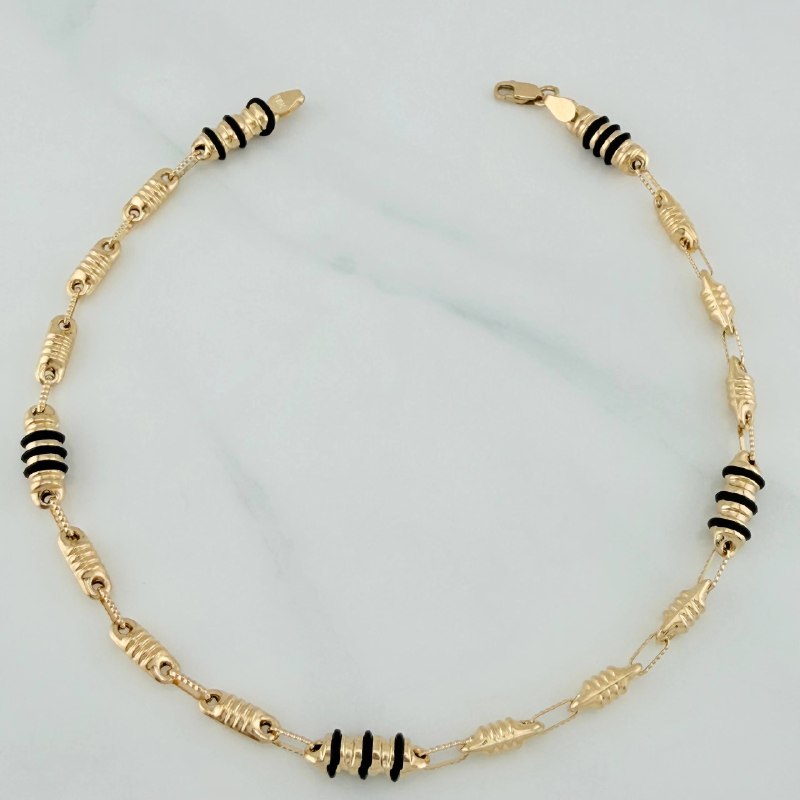 Tobillera Rustico Cilindro Barril 7.15 g / 11 in / 5.3 mm Oro Amarillo 18K