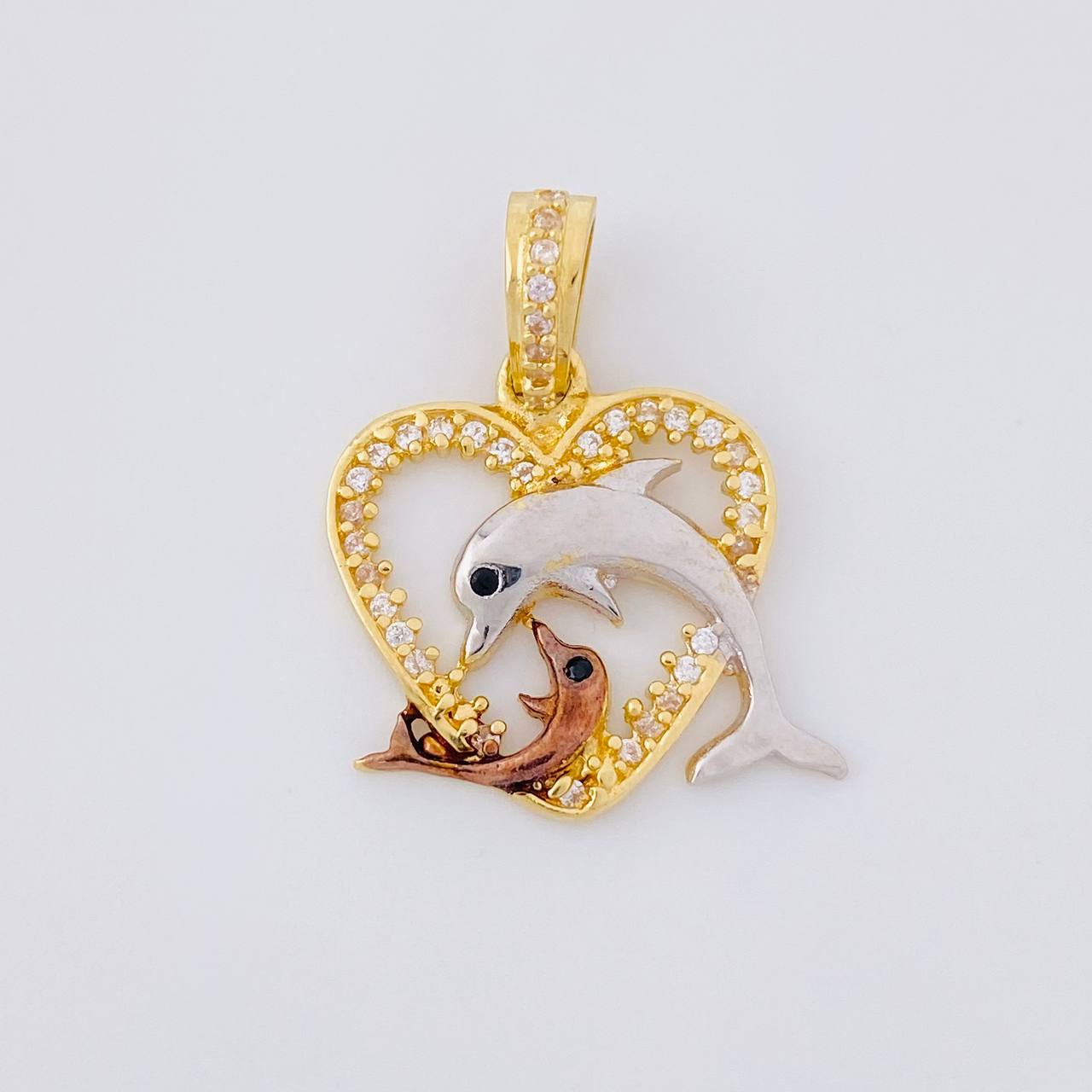 Dije Corazón Delfines 2.3g / 1 in Tres Oros 18K