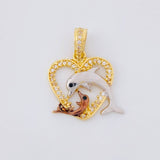 Dije Corazón Delfines 2.3g / 1 in Tres Oros 18K