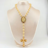Rosario Cruz Cristo Virgen Milagrosa 53.45gr / 29 1/2 in / 8mm Oro Amarillo 18K *