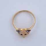 Bear Face Ring 2.1gr / Size 6 1/4 / Two Tone Black Yellow 18K Gold &