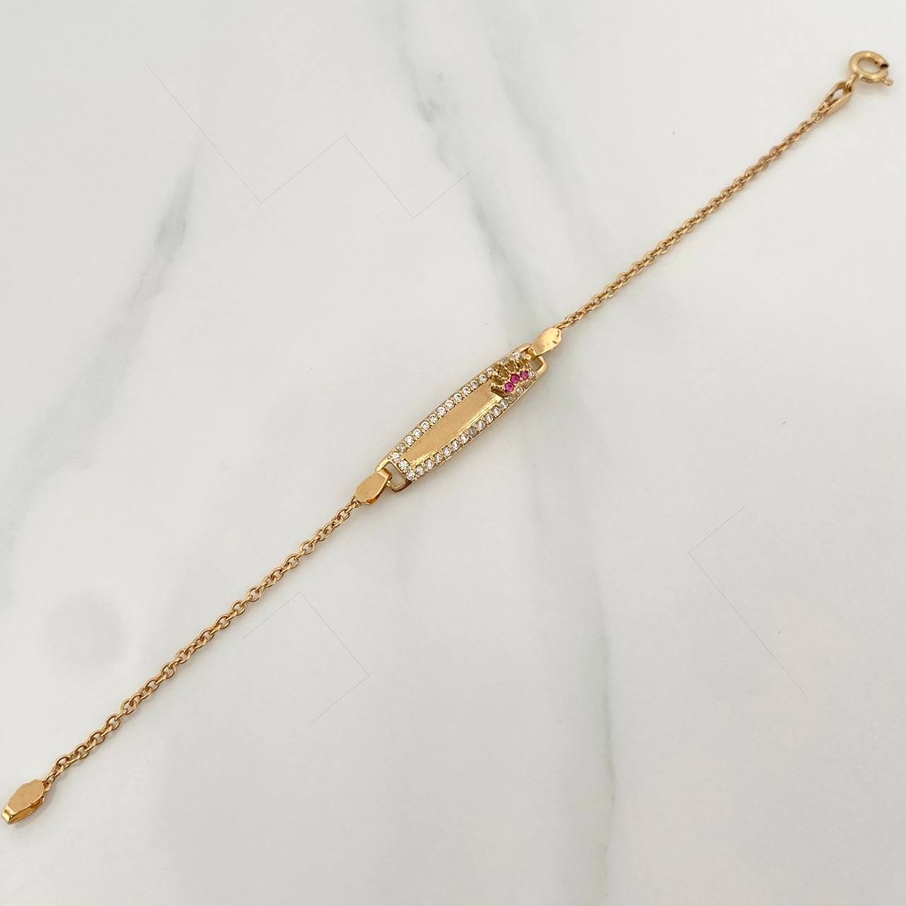 Pulso Bebé Placa Bebe Aro Seguido Corona 2.9 g / 5 1/2 in / 0.75 mm Oro Amarillo 18K