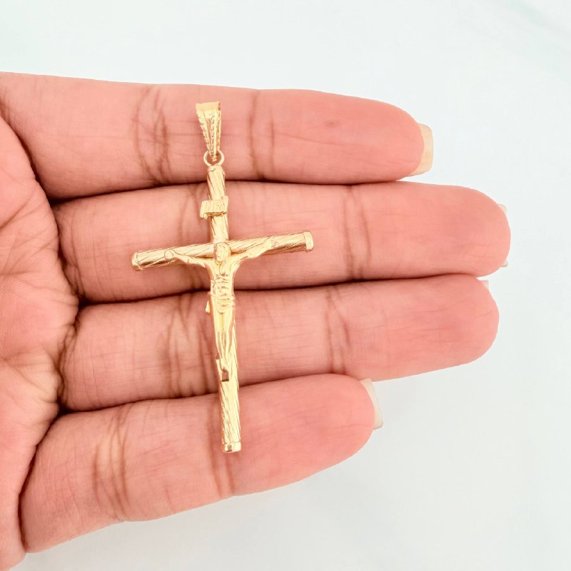 Pendant Cross Christ 1.9 g / 2 1/4 in Yellow Gold 18K