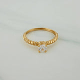 Anillo Solitario Trenzado 2.35gr / T7 1/4 / 1 in / Oro Amarillo 18K $