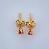Stud Earrings Four Prongs Ruby 0.85gr / Yellow Gold 18K %