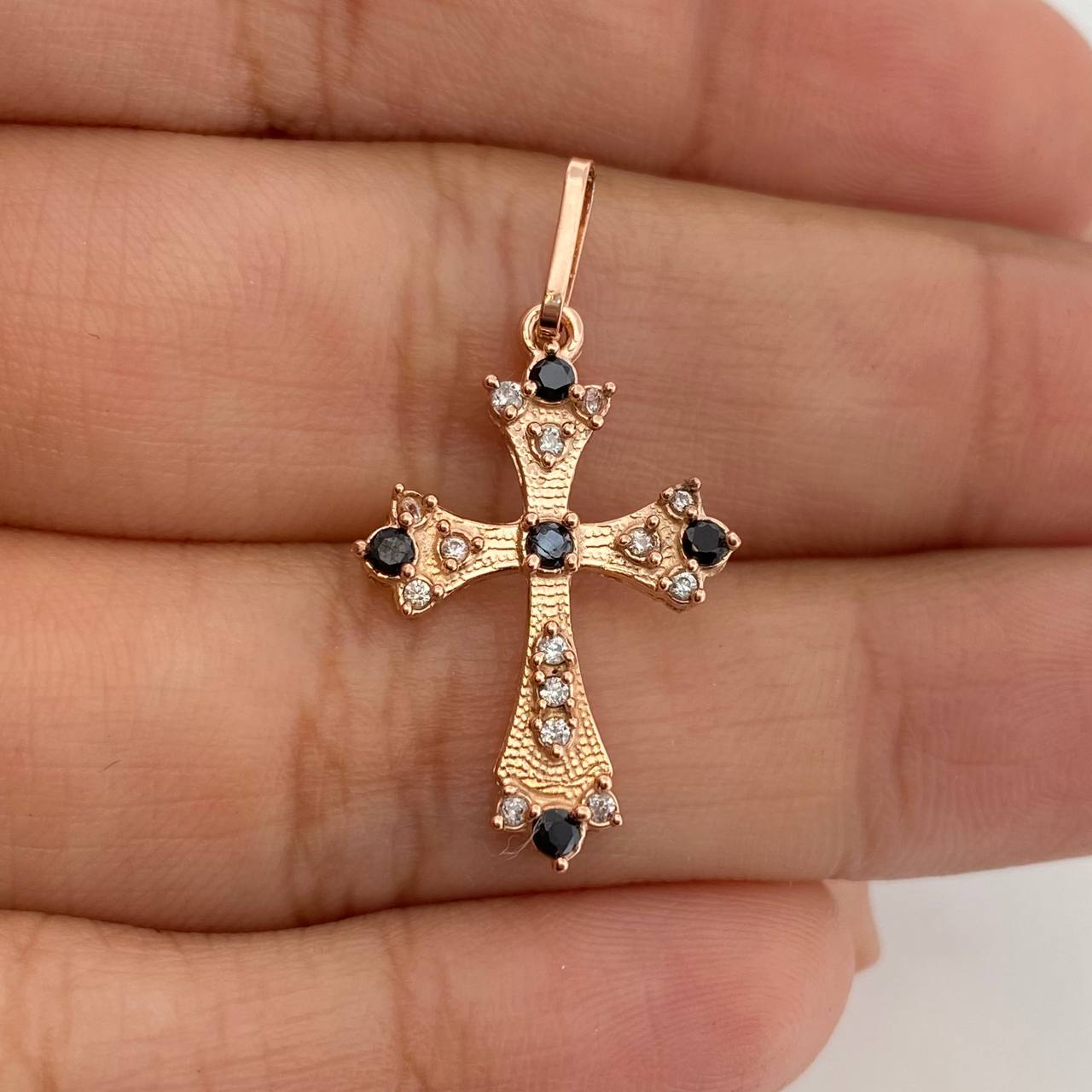 Dije Cruz 1.25gr / 1 in / Oro Rosa 18K &