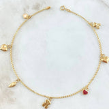 Tobillera Espiga 3.15gr / 26cm / 1.5mm Corazones-Ala-Oso Ts- Oso Peluche Oro Amarillo 18K *
