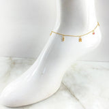 Tobillera Espiga 3.15gr / 26cm / 1.5mm Corazones-Ala-Oso Ts- Oso Peluche Oro Amarillo 18K *