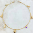 Espiga Anklet 3.1gr / 9.8in / Bears-Hearts-Clover 18K Gold *