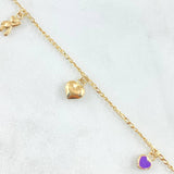 Espiga Anklet 3.1gr / 9.8in / Bears-Hearts-Clover 18K Gold *