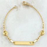 Pulso Bebé Aro Seguido Placa 2.3gr / 15cm / 1.4mm Eslabones GC Oro Amarillo +4 18K *