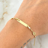 Pulso Bebé Aro Seguido Placa 2.3gr / 15cm / 1.4mm Eslabones GC Oro Amarillo +4 18K *