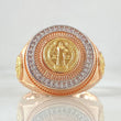 Anillo Marco Circular San Benito 8.7gr / T10 / Circones Blancos Tres Oros 18K *