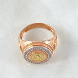 Anillo Marco Circular San Benito 8.7gr / T10 / Circones Blancos Tres Oros 18K *