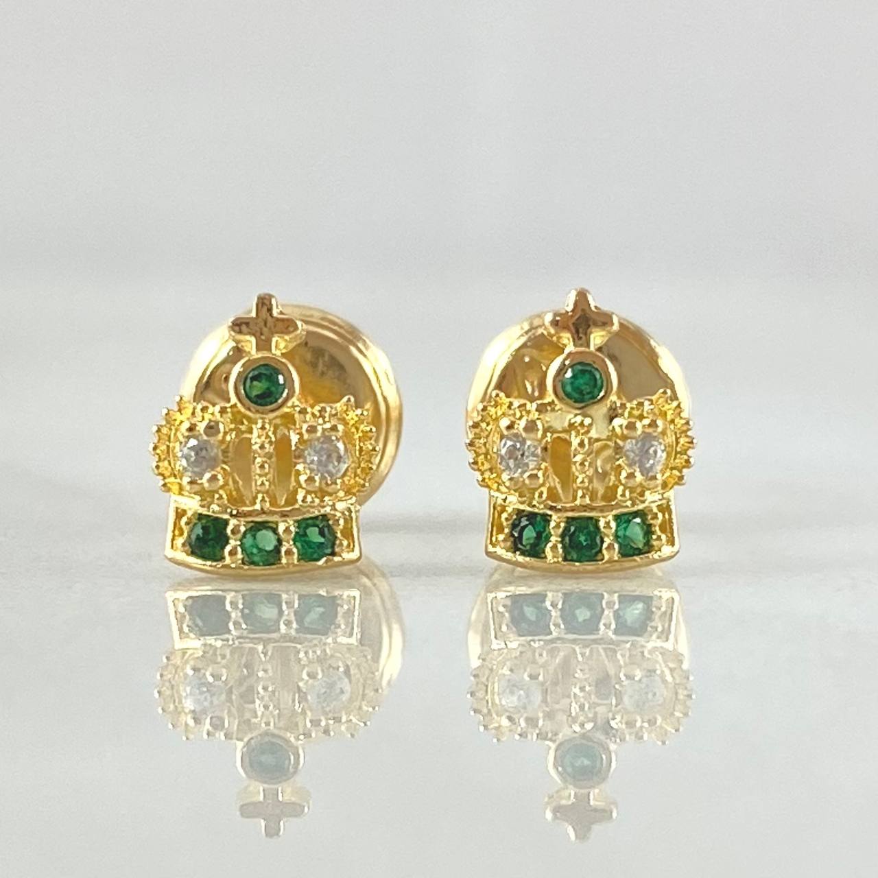 Topos Corona Real Basteada 0.8gr / 6.5mm Circones Verdes Blancos Oro Amarillo 18K