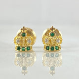 Topos Corona Real Basteada 0.8gr / 6.5mm Circones Verdes Blancos Oro Amarillo 18K